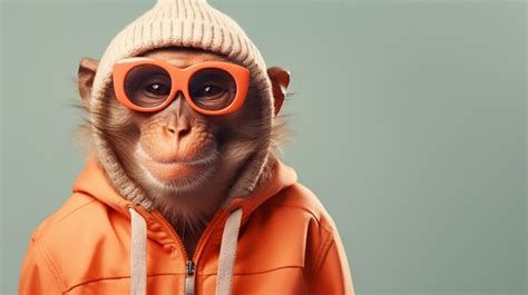 Free Photo | Funny monkey with glasses in studio