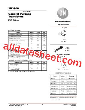 2N3906 Datasheet(PDF) - ON Semiconductor