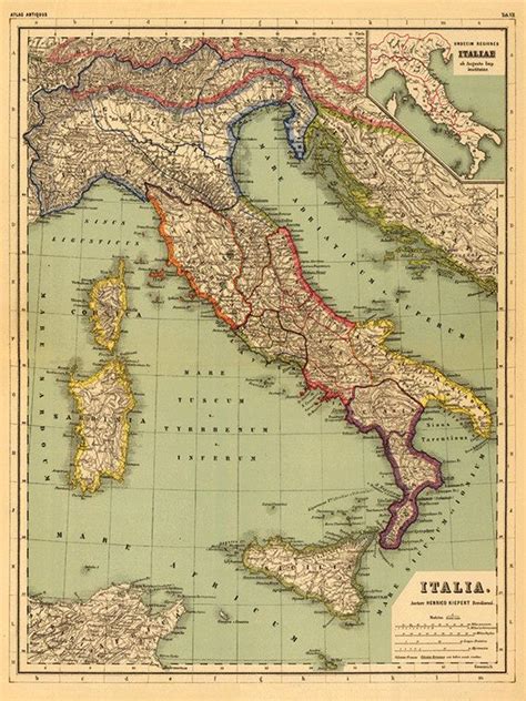 Italian Map Print Map Vintage Old Maps Antique Map Poster Map Wall Home ...