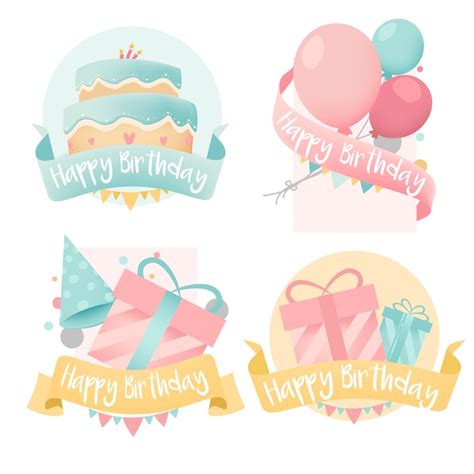 Collection De Vecteurs De Badge Anniversaire Coloré | Vecteur Gratuite