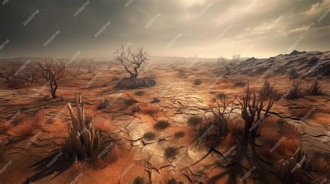 Premium AI Image | Barren wasteland Climate change's devastating ...