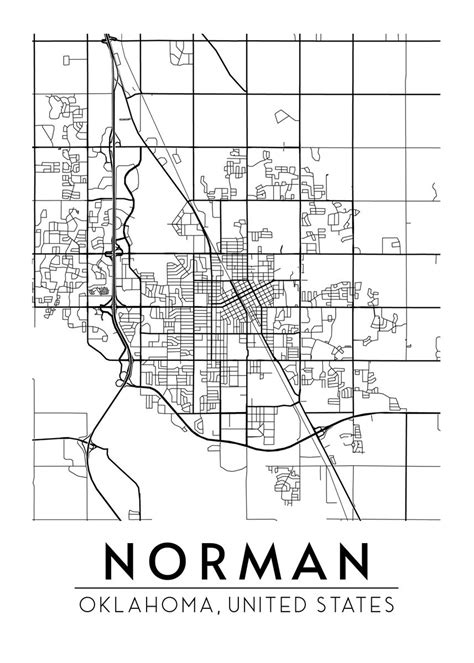 'Norman Oklahoma Map' Poster, picture, metal print, paint by Neo Design ...