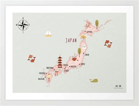 Illustrated map of Japan in 2023 | Illustrated map, Japan art, Art prints