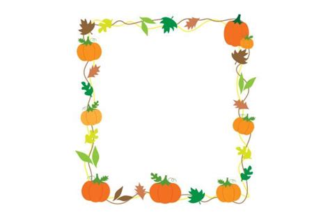 Pumpkin and Fall Leaves Border SVG Cut file by Creative Fabrica Crafts ...