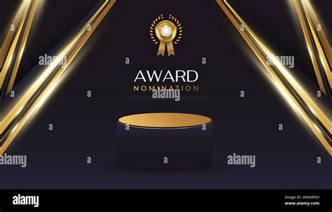 Award Nomination Ceremony Luxury Background with 3D Podium and Gold ...