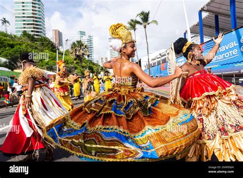 Salvador, Bahia, Brazil - February 11, 2023: Traditional African culture block performs during ...