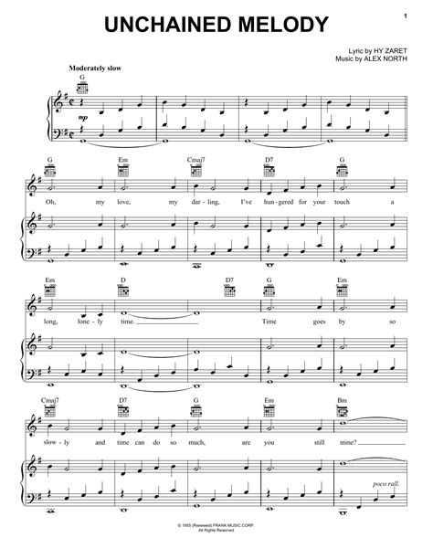 The Righteous Brothers Unchained Melody sheet music notes and chords ...