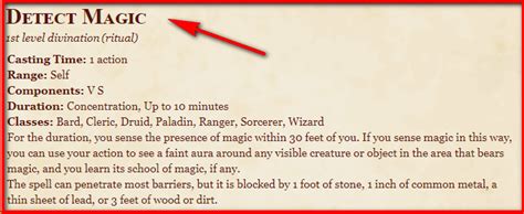 Detect Magic D&D 5th Edition - D&D 5e Character Sheets