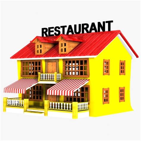 3d model cartoon restaurant toon