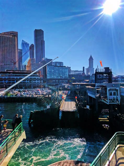 Morning sun on Seattle ferry terminal from Bainbridge Ferry 1 - 2TravelDads