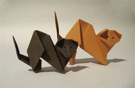 Origami Cat - Easy Origami Tutorial - How to make an origami cat.ferret ...