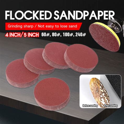 100 Pieces 4/5/9" Flocked Disc Sandpaper Sander Disc Sanding Polishing ...