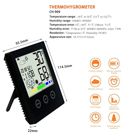 Digital Wall Mounted Indoor Room Electronic Thermometer Hygrometer With ...