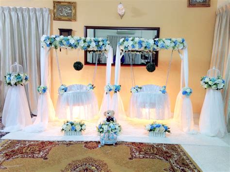 Pelamin buaian berendoi, cukur jambul, pakej aqiqah Swing Cradle, twin ...