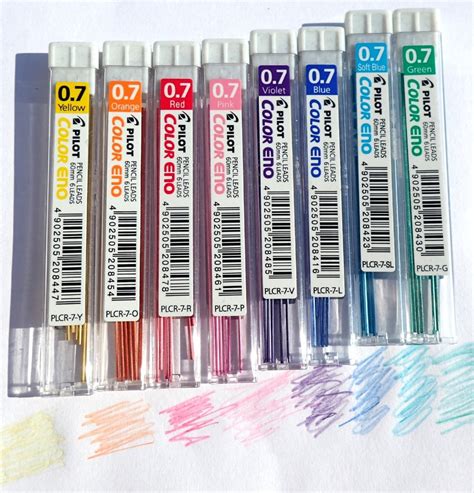 PILOT Eno 0.7mm lead Color Mechanical Pencil REFILLS 8 Colors Extra Lead for Pencils Visual Arts ...