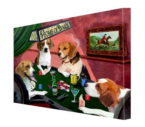 House of Beagles Dogs Playing Poker Canvas 16 x 20 | Buy