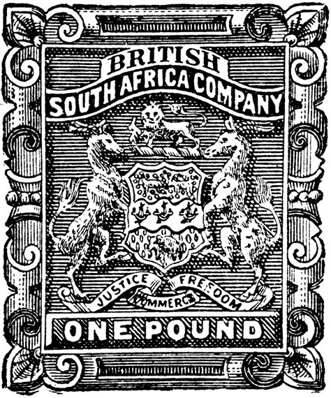 British South Africa Company One Pound Stamp, 1891 | ClipArt ETC