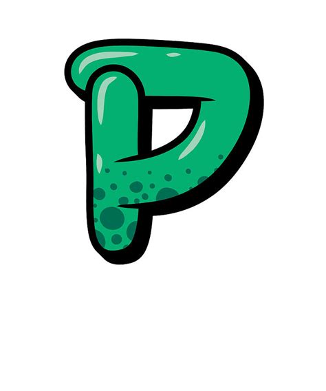 Letter P Graffiti Alphabet, P Typography Green letter P, Dino Letter P Digital Art by Elsayed ...