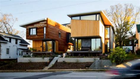 Two compact modern homes fill challenging empty lots in an old, urban ...