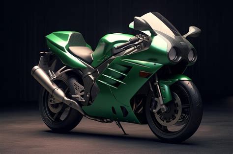 Premium AI Image | A green motorcycle with a black background and a green body.