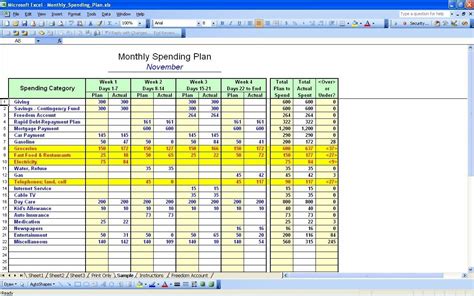 50/30/20 Budget Template Excel