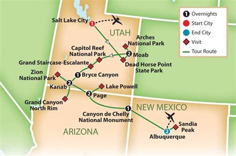 Utah Arizona National Parks Map