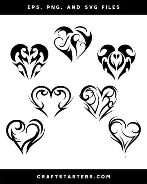 Tribal Heart Silhouette Clip Art