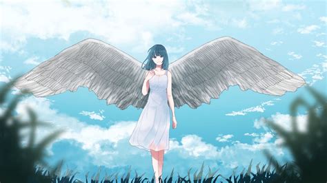 Wallpaper angel, girl, wings, anime, art hd, picture, image