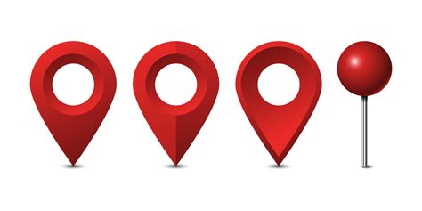 Red map pins set isolated on white background, vector illustration ...