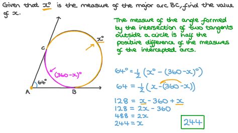 Question Video: Finding the Measure of a Major Arc given the Measures ...