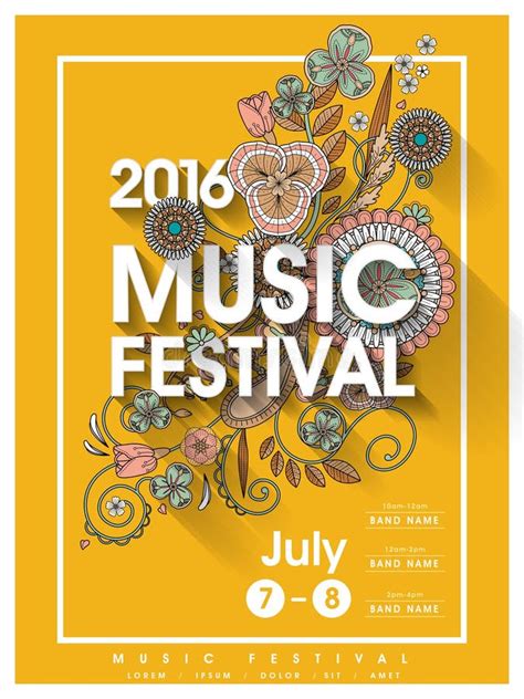 Music Festival Poster Design Stock Vector - Illustration of floral, musical: 71290812