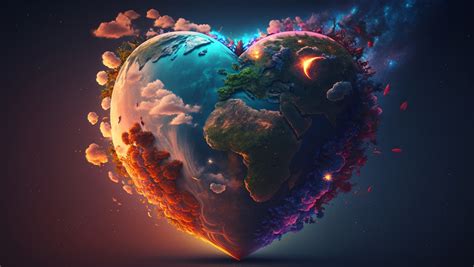 1360x768 Heart Shaped Earth Illustration Desktop Laptop HD Wallpaper, HD Artist 4K Wallpapers ...