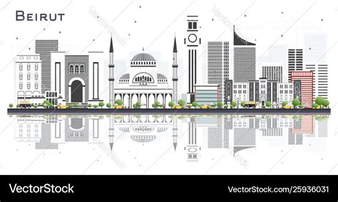 Beirut lebanon city skyline with gray buildings Vector Image