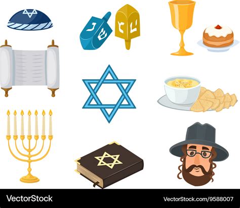 Jewish symbols set Royalty Free Vector Image - VectorStock