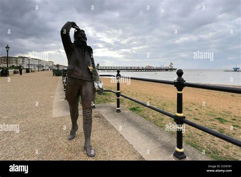 The Amy Johnson bronze statue, Central Parade, Herne Bay town, Kent County; England; UK Stock ...