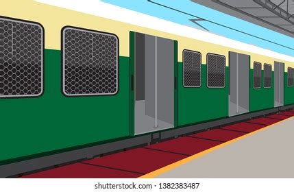 Mumbai Local Old Green Train Stock Vector (Royalty Free) 1382383487 | Shutterstock