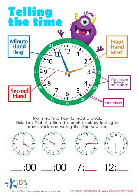 Help Kids Tell Time Printable Worksheets