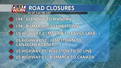 Many ND highways and interstates close due to winter weather