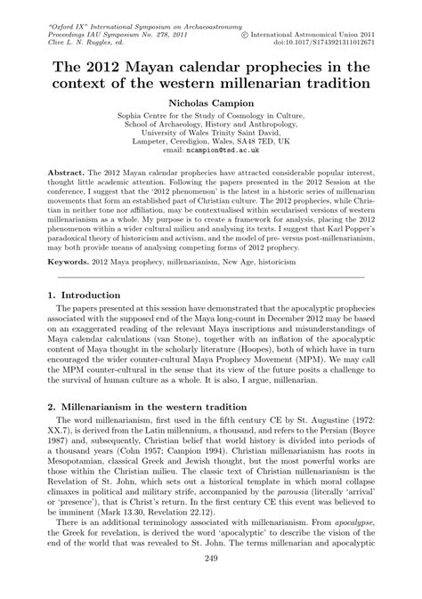 (PDF) The 2012 Mayan calendar prophecies in the context of the western ...