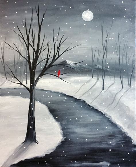 Paint nite | Easy landscape paintings, Christmas paintings on canvas, Easy canvas painting