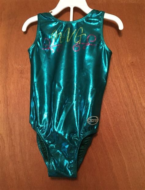 Girls Gymnastics Biketard Leotard Child Size YM Aqua/Green sparkle w/sequins EUC #Zone