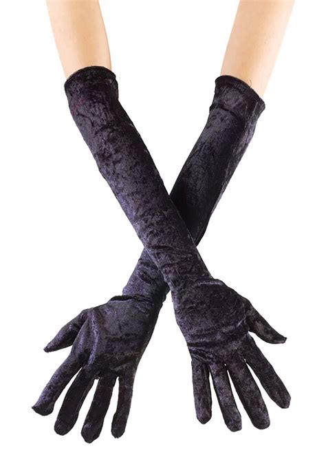 Long Black Velvet Gloves