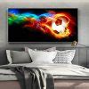 Soccer Ball On Fire Rainbow Modern Wall Posters And Prints Football Abstract Art Canvas ...