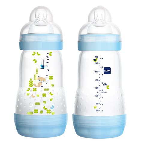 MAM Baby Bottles for Breastfed Babies, MAM Baby Bottles Anti-Colic, Boy, 9 Ounces, 2-Count ...