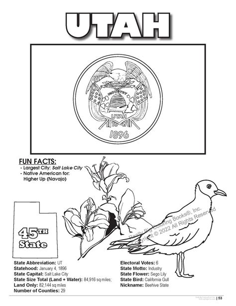 Utah State Coloring Book 8.5 x 11 - ColoringBook.com | Really Big Coloring Books®