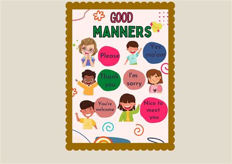 Good Manners Simple Illustration Poster Good Behavior Poster Printable Classroom and Home ...