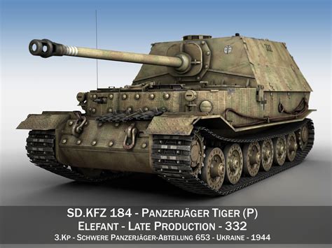 Elefant Tank destroyer - Tiger P - 332 ferdinand 3D model