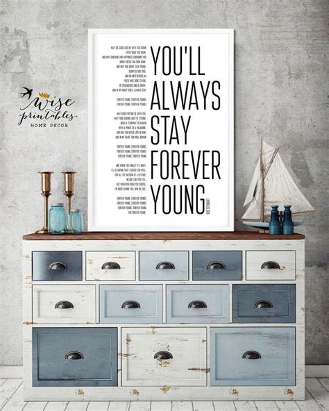 Rod Stewart Forever Young Lyrics decor song print black white | Etsy