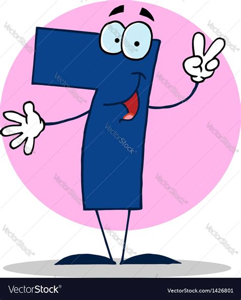 Funny cartoon friendly number 7 seven guy Vector Image