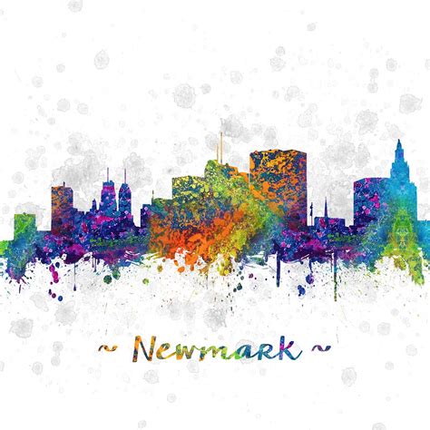 Newark New Jersey Skyline Color 03sq Digital Art by Aged Pixel